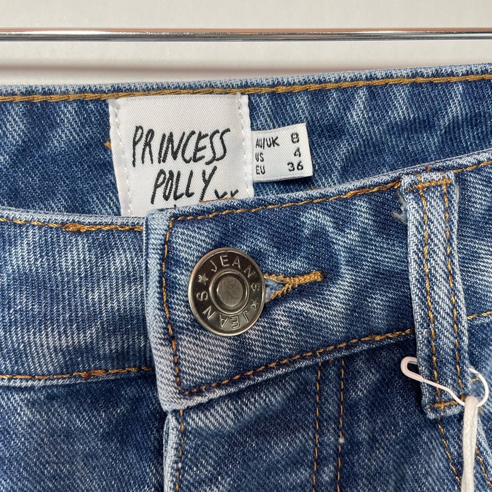 Princess Polly high waisted straight leg distressed hem jeans - Picture 8 of 10